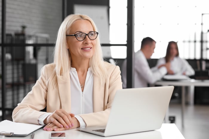 Female Happy Banker